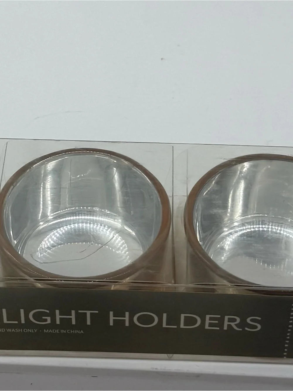 Sur La Table Silver Glass Tealight Holders with Gold Rim - Set of 5